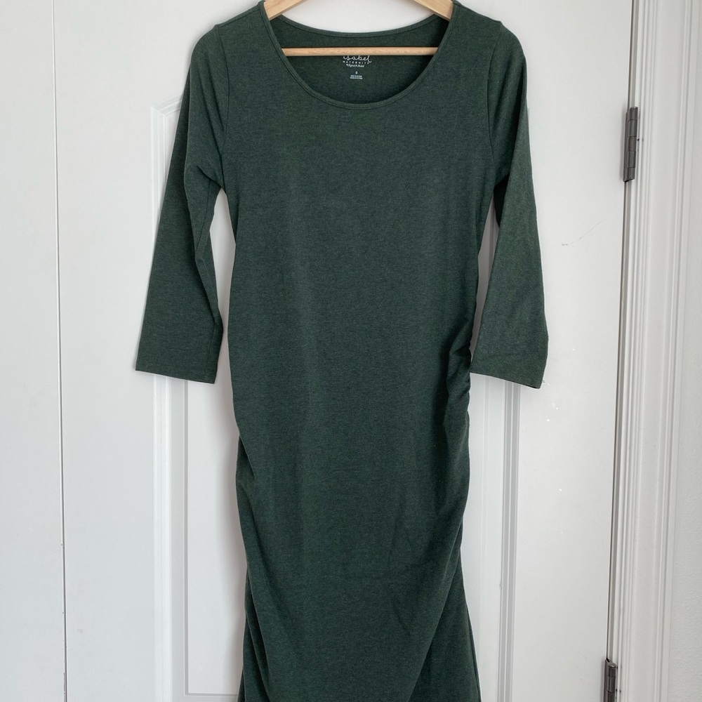 3/4 Sleeve Green Bodycon Maternity Dress
